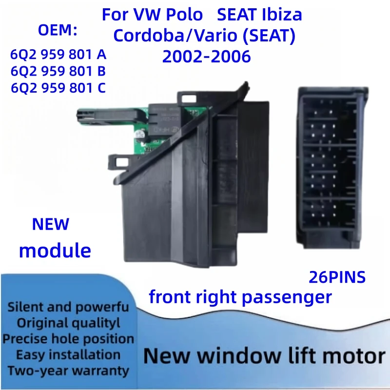 For Seat Ibiza 6L1 Cordoba/Vario VW POLO Window Motor and Module 6Q2959802A 6Q2959801A 6Q2959802C 6Q2959801C Front Left Right