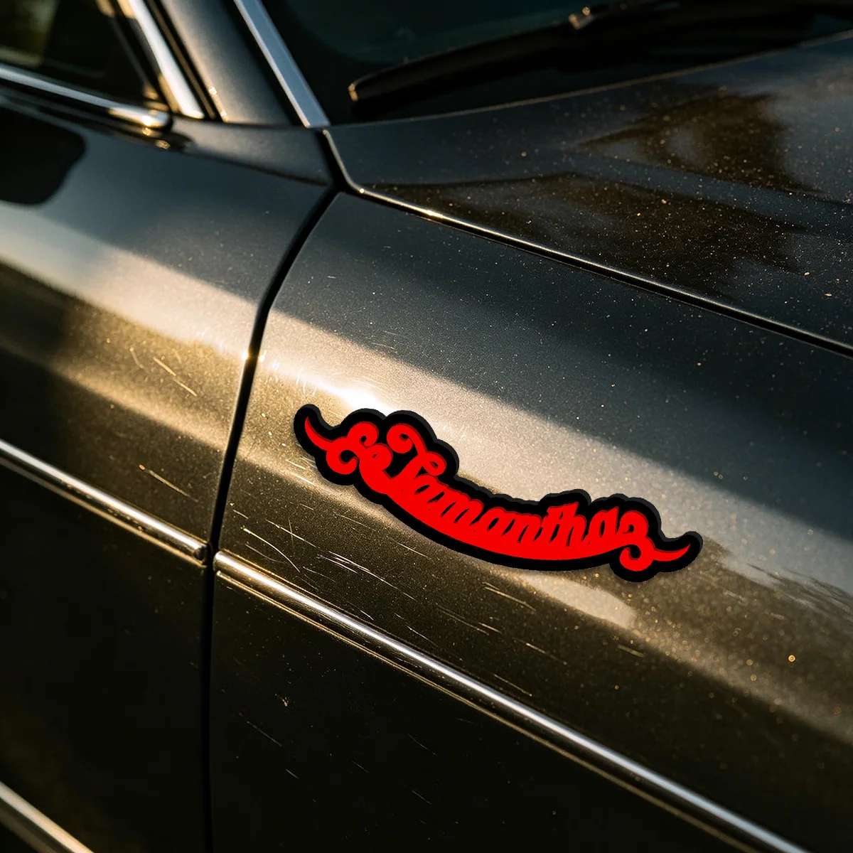 Vintage Flourish Script Acrylic Car Sticker, Custom Name Letter Decal Waterproof Auto Body Badge for Car Styling & Home Decor view 3