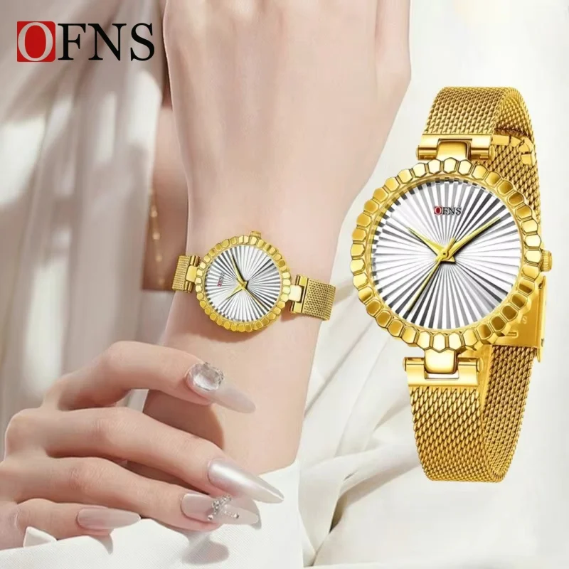Vintage Women Quartz Watch Waterproof Creative Fan Shaped Small Dial Fashion Ladies Wristwatch Student Mesh Band Reloj Mujer