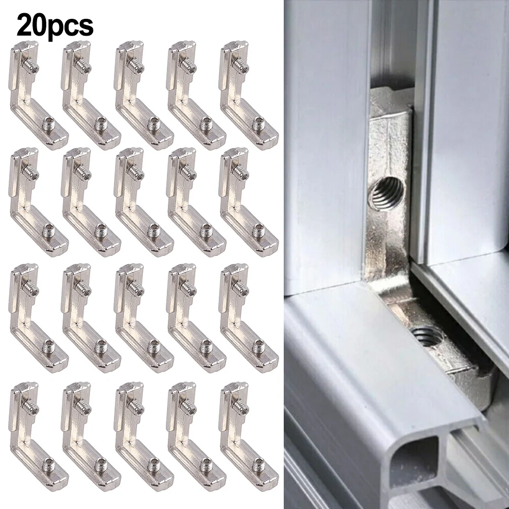 20pcs T Slot Aluminum Profile L-Shape Brackets 90° Inner Connector Joint Brackets 2020 Right Angle Corner Code With Screws