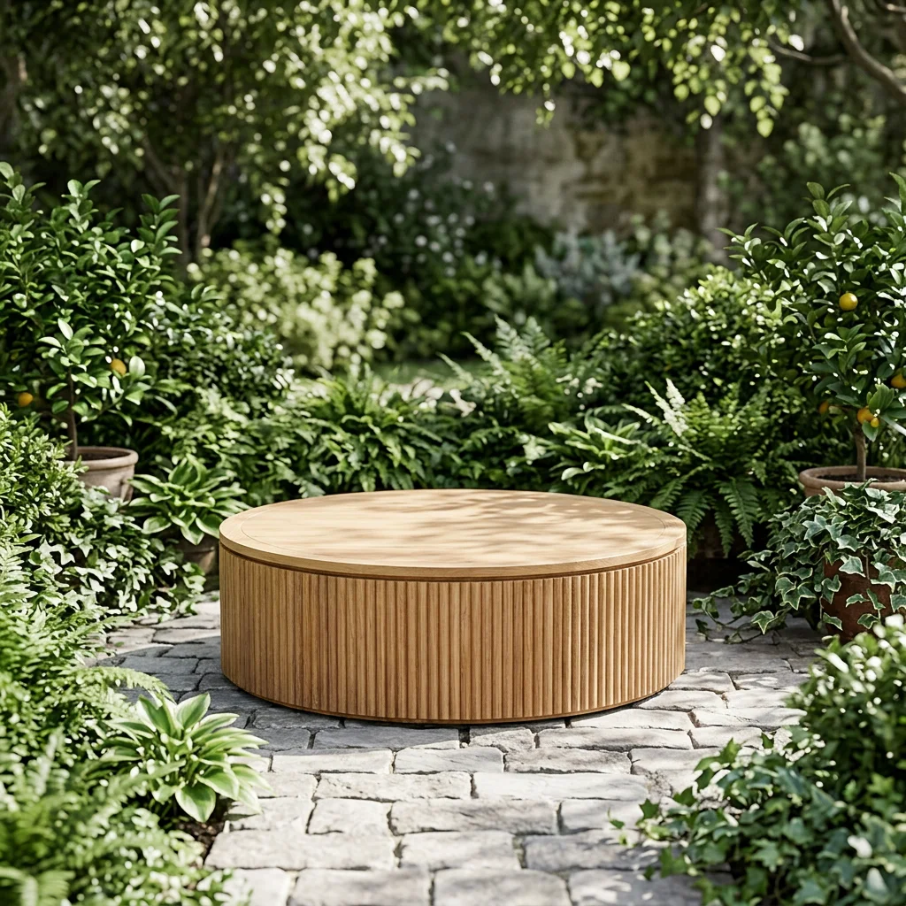 

Teak Frame Modern Outdoor Coffee Table Contemporary Teak Coffee Table UV Resistant Outdoor Event Coffee Tables for Hotel