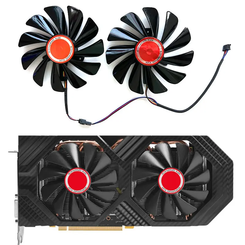 2 fans brand new for XFX Radeon RX580 588 590 GME 8GB Black Wolf Black Wolf version graphics card replacement fan CF1010U12S