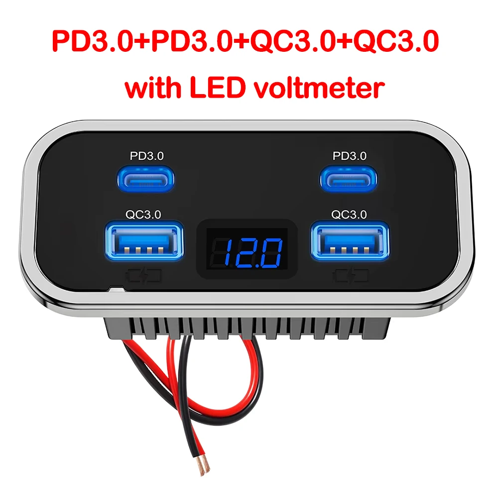 12-24V 2/4/6-Port QC3.0 PD Auto-Ladebuchse Schnellladung Dual USB-C Dual QC3.0 Schnelllade-Stromanschluss für Wohnmobile und LKWs