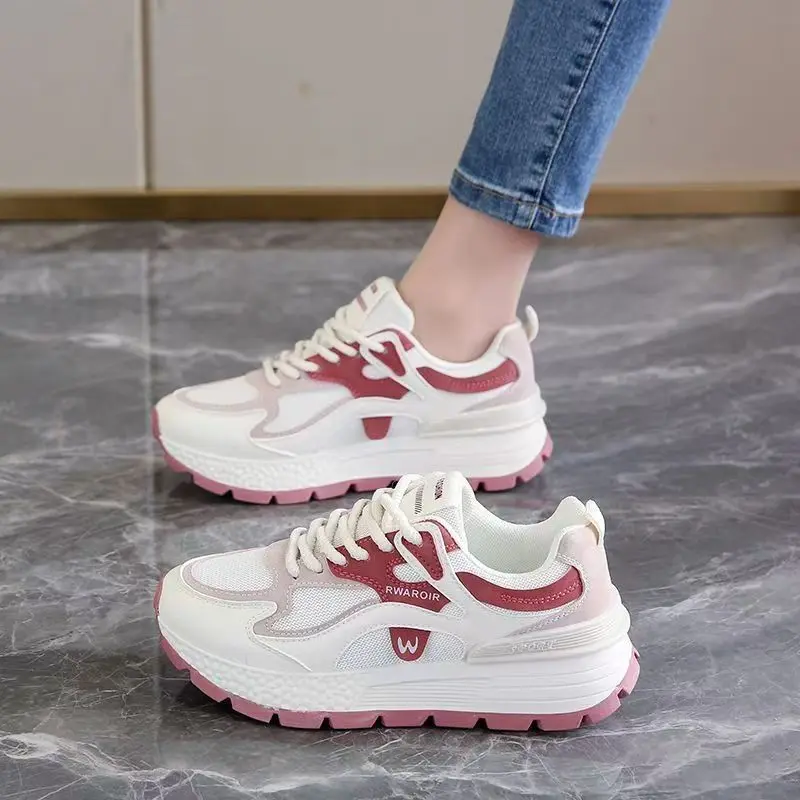 

Women Thick Bottom Leather Sport Sneakers Soft Cloud Soles Non-slip All Mat Casual Platform Walking Running Shoes For Female