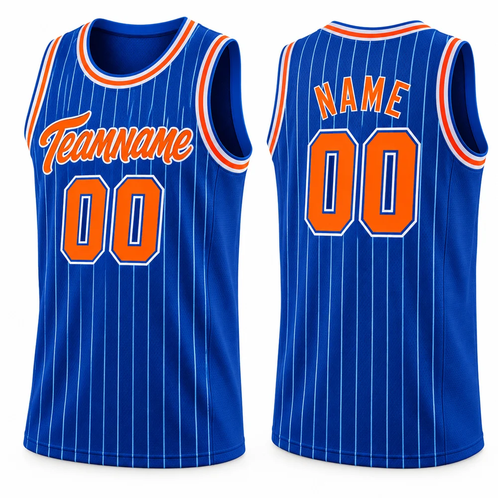 Classic Pinstripe Basketball Vest Customized Name Number for Men Quick Dry Contrast Neckline Team Basketball Jersey Streetwear