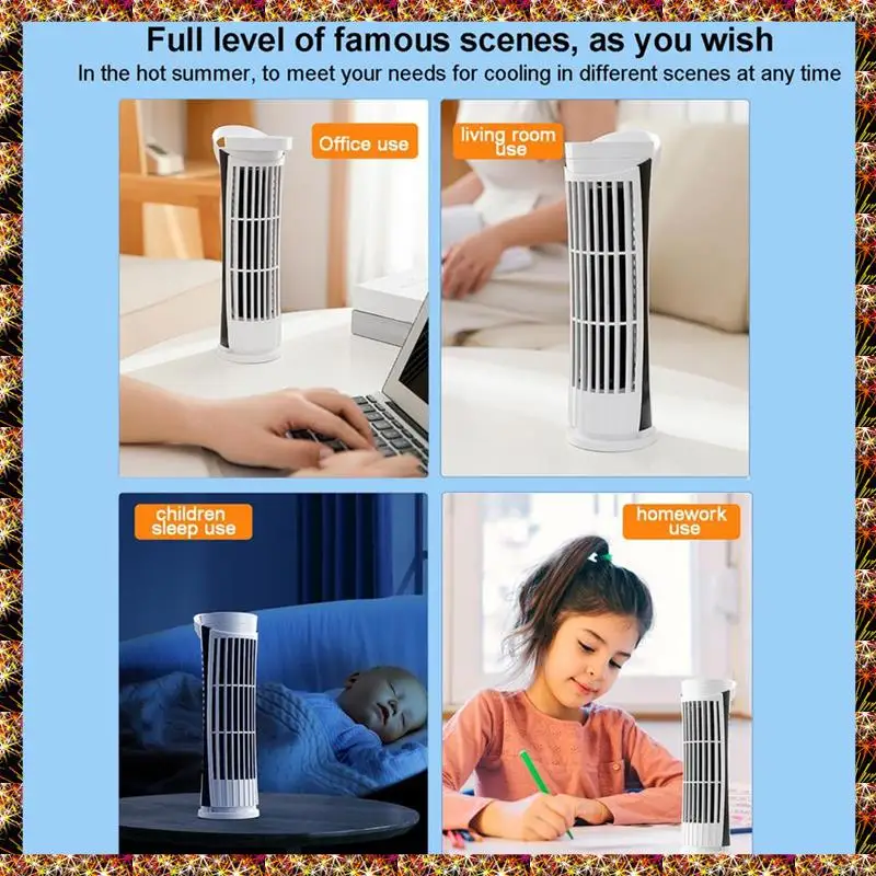BTCL Bedroom Desk Mini Tower Fan Table Cooling Fan 2-Speed Wind Speed Adjustment Electric Desk Fan