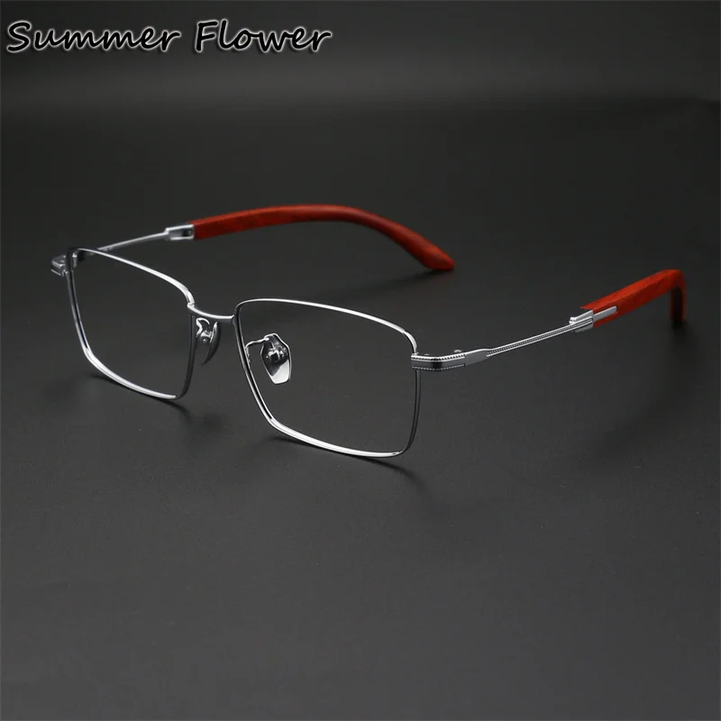 Men Super Quality Eyewear Pure Titanium Sandalwood Ultra Light Myopia Glasses Frame Prescription Personalize Spectacle for Male