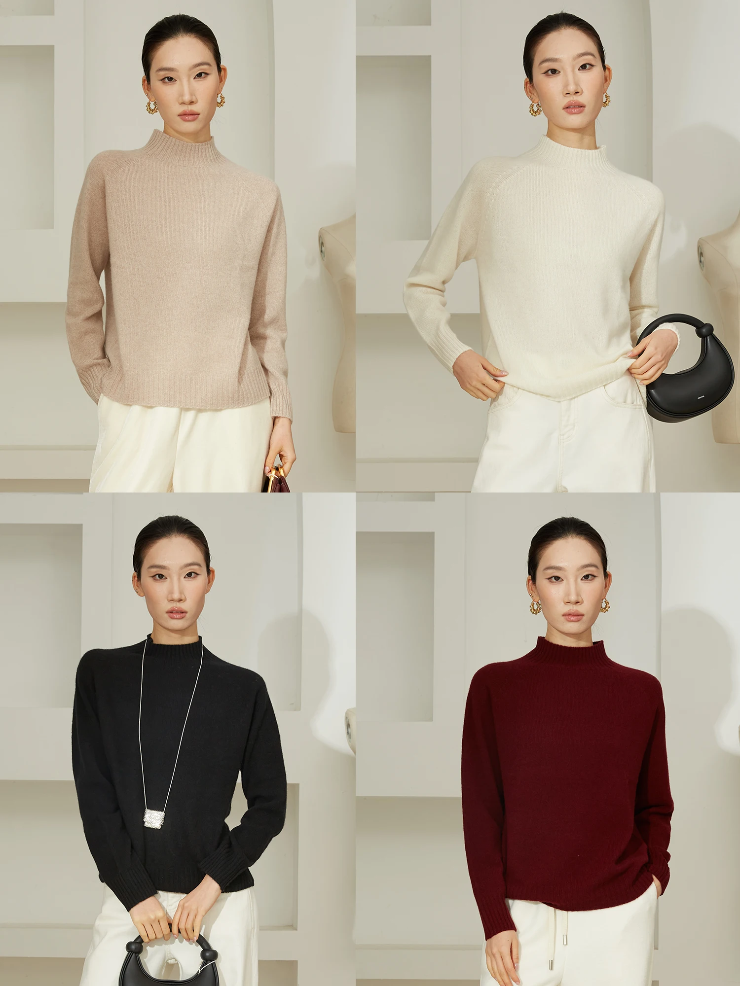 

100% шерстяной вязаный свитер для женщин с высоким воротником, теплый повседневный лонгслив с длинным рукавом, зимний топ