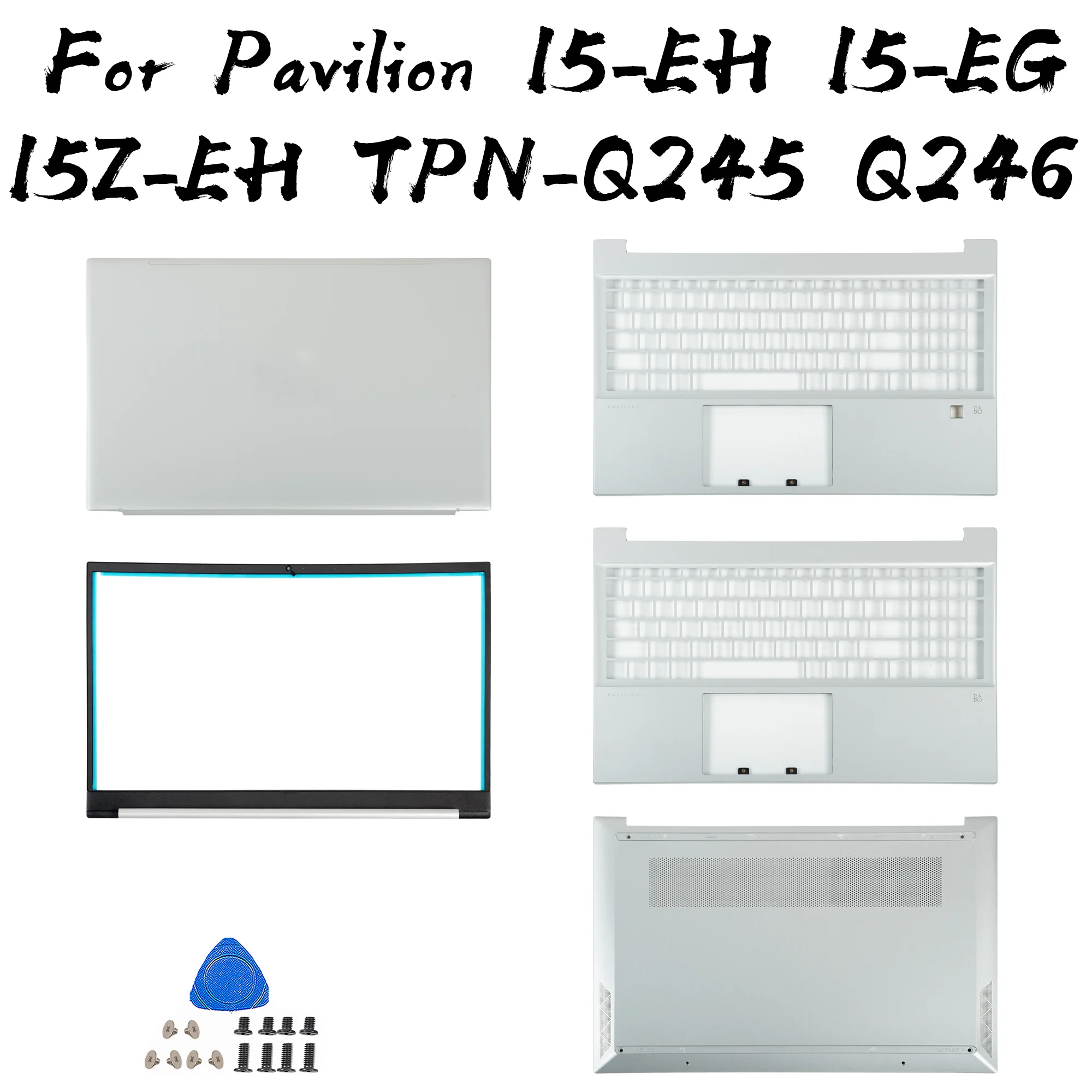 

New For HP Pavilion 15-EH 15-EG 15Z-EH TPN-Q245 Q246 Laptop LCD Back Cover Front Bezel Hinges Rear Lid Top Case silvery