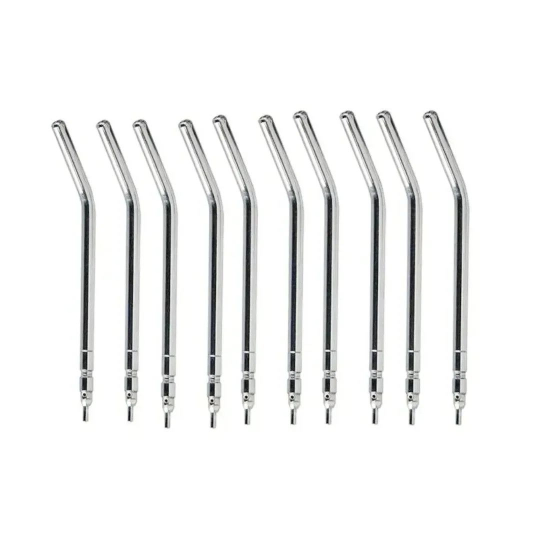 

10 шт., 3-сторонние насадки для шприцев с воздушной водой, изогнутые стоматологические насадки из сплава нержавеющей стали, автоклавируемые для инструментов для стоматологической клиники