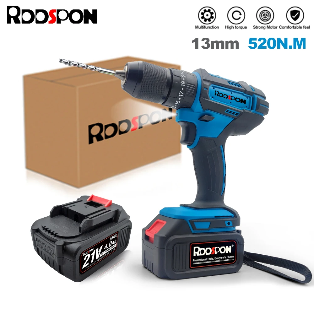 RDDSPON 13mm Cordless Electric Drill Screwdriver  Hammer  25+3 Torque 520N.M Impact Drill Power Tool For Makita 18v Battery News