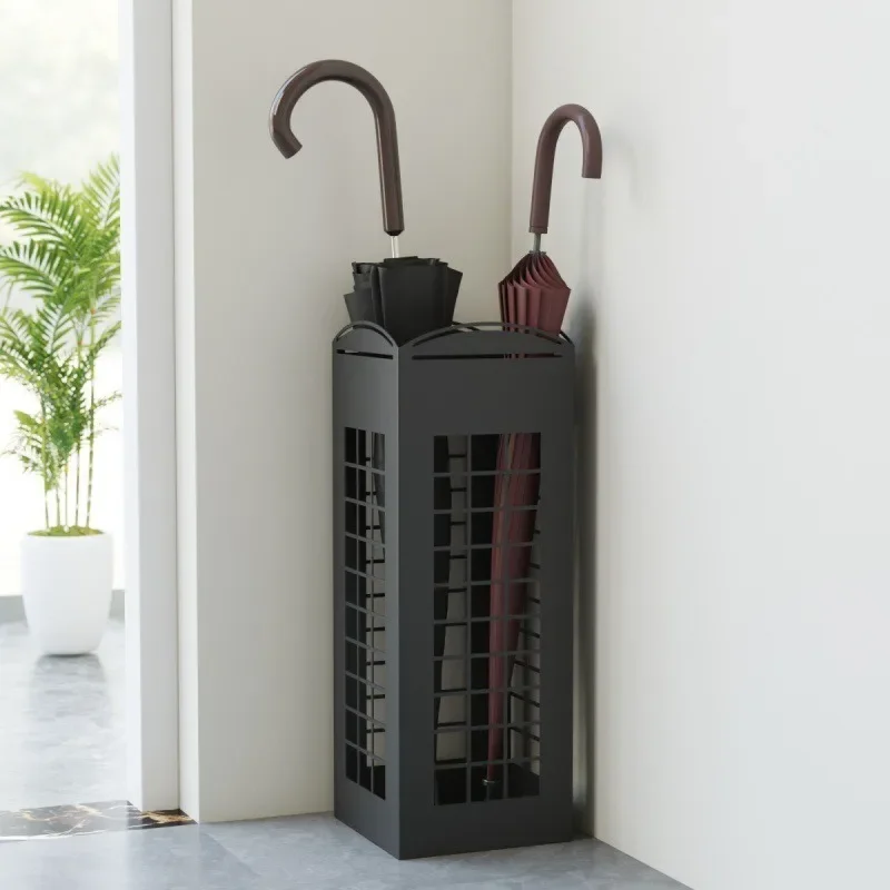 Grid Metal Umbrella Holder Hollow Freestanding Umbrella Stand Entryway Hallway Rain Umbrella Storage Bucket Decorative Organizer