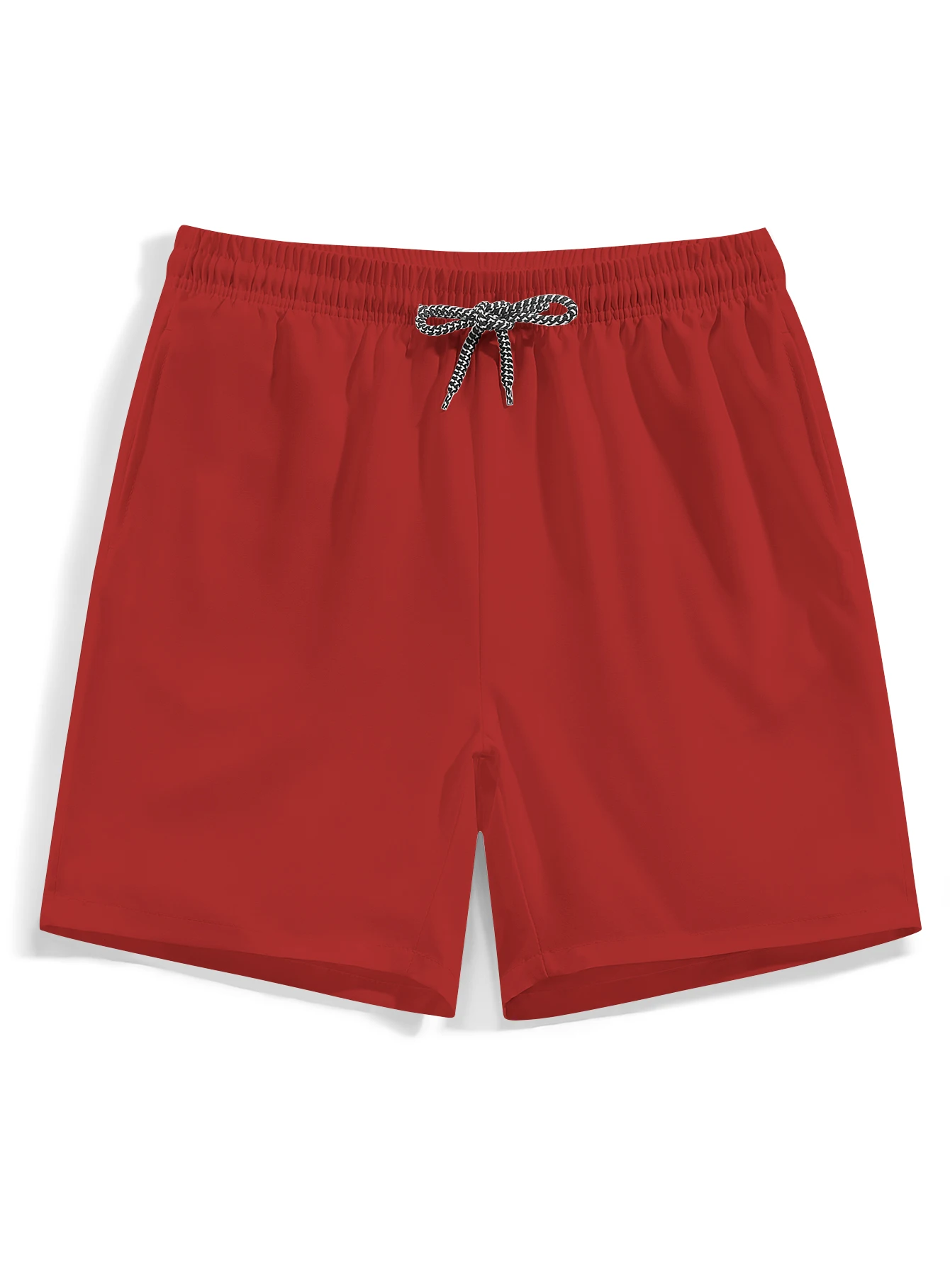 Men's Quick Dry Water Resistant Red Beach Shorts Lightweight Casual Summer Swim Shorts with Adjustable Drawstring