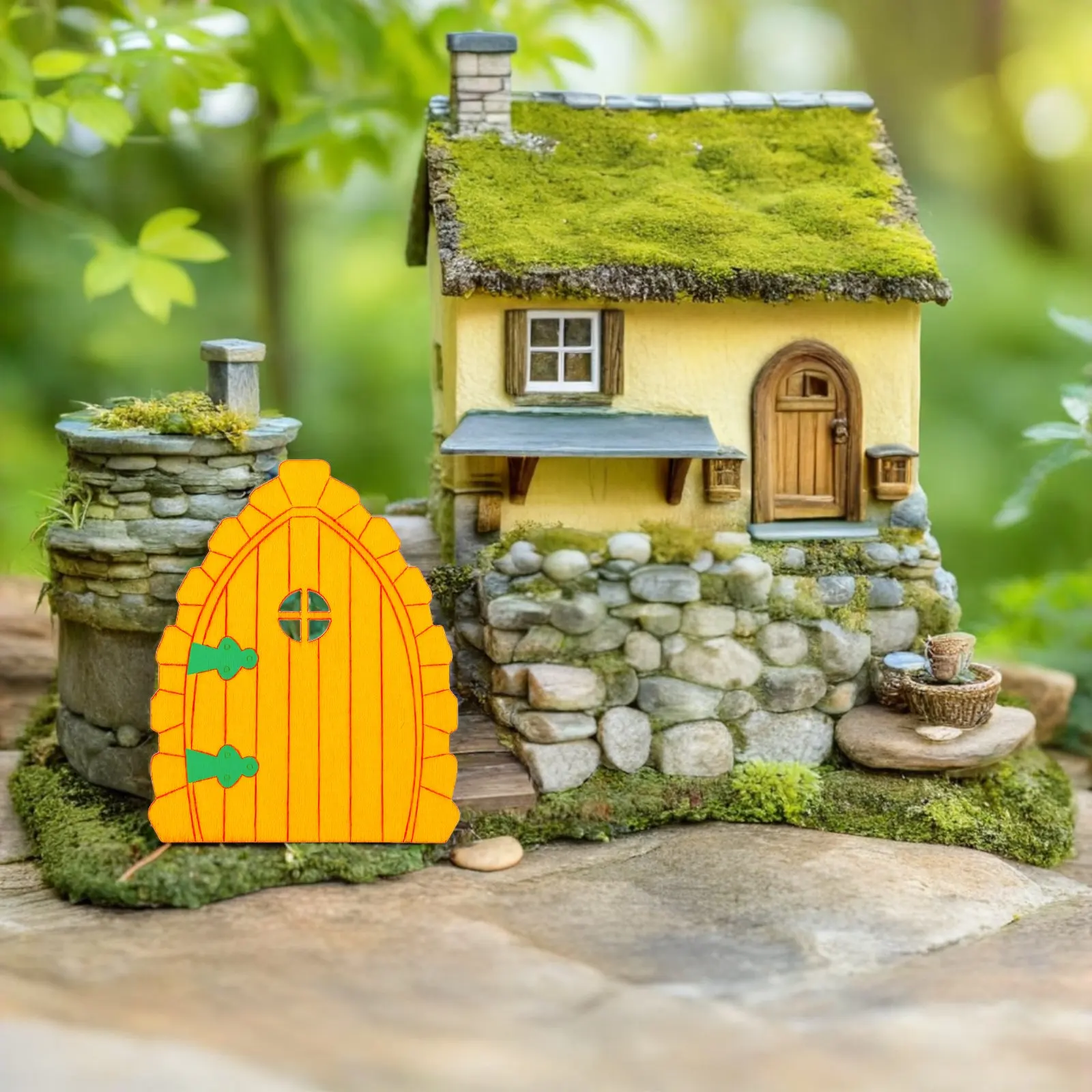 40Pcs Unfinished Wood Fairy Doors Miniature Blank Slices for DIY Crafts Garden Tree Trunk Decoration Fairy Door Kit Home Office