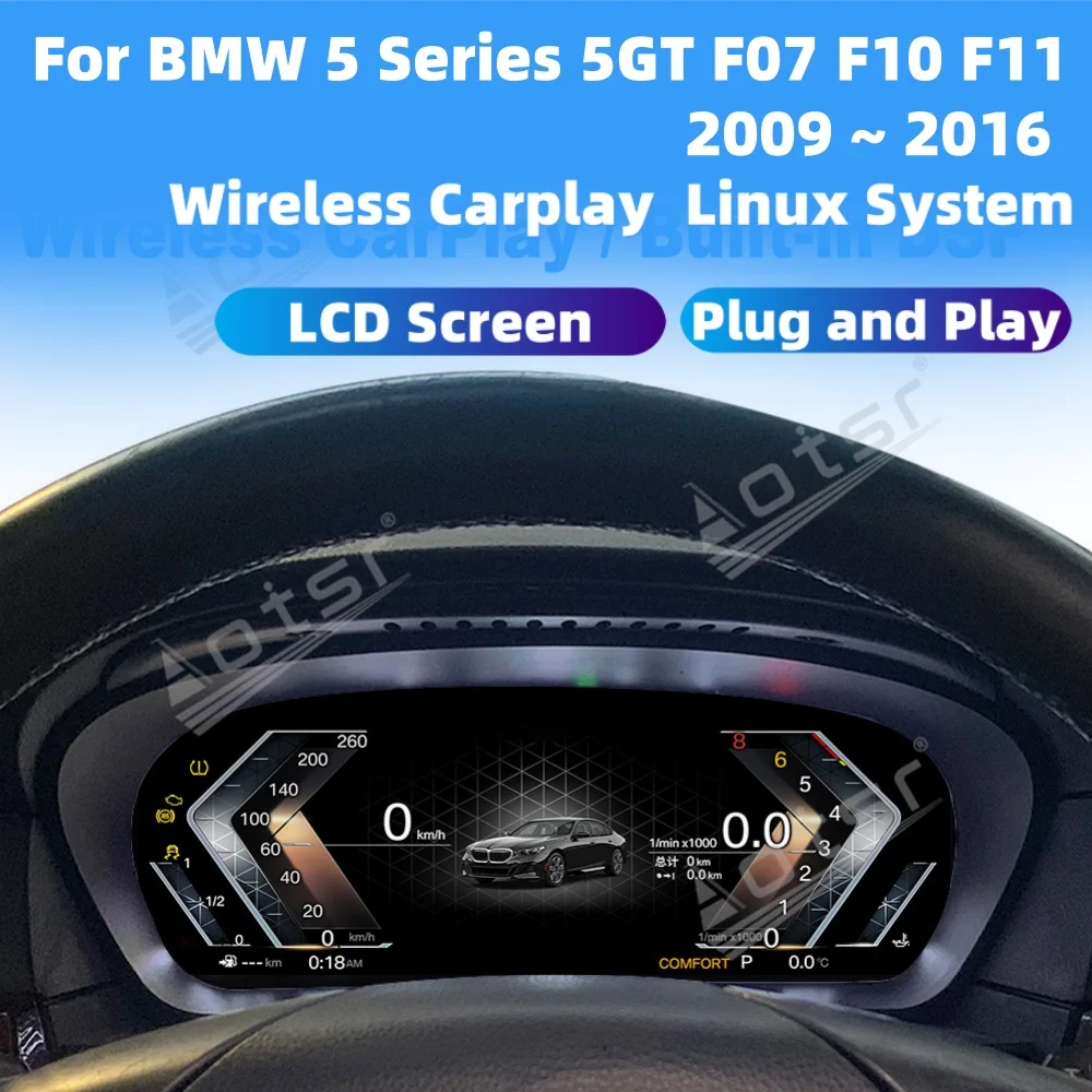 For BMW 5 Series 5GT F07 F10 F11 2009 2010 2011 2012~2016 Speed Meter LCD Cluster Instrument Panel Multimedia Player Dashboard
