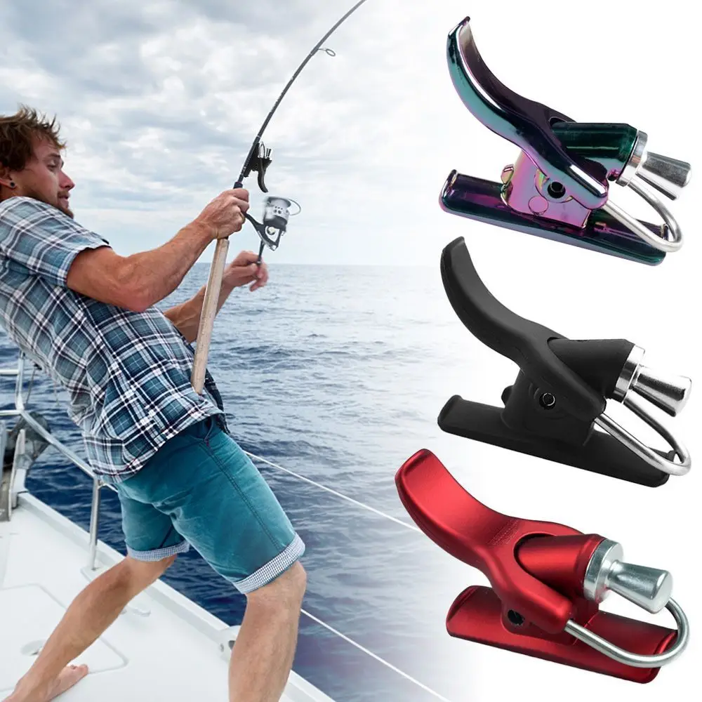 3colors Fishing Launch Gun Clamp Thumb Button Surfing Casting Tool Trigger Barrel Clip Fish Finger Protector Breakaway Marine