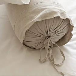 Pure Linen Candy Pillow case Cylindrical Pillow cover for Neck Support Removable Washable cushion cover Without filling