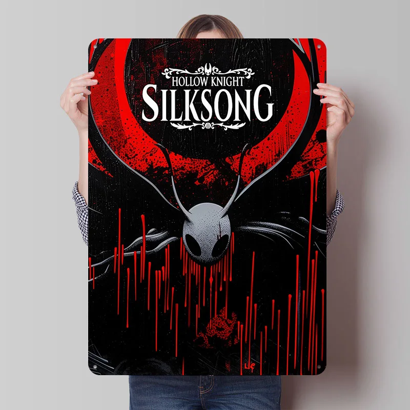 Hollow Knight: Silksong Game Gedrucktes Poster, individuelle Wandkunst, Retro-Vintage-Metallblechschilder für Gamer, Heimdekoration, Wohnzimmer