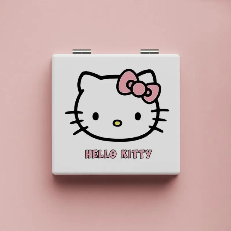 Espejo Kawaii Sanrio Hello Kitty para niña, espejo cosmético de dibujos animados, espejo de maquillaje para estudiantes, espejo portátil plegable, regalo de Festival