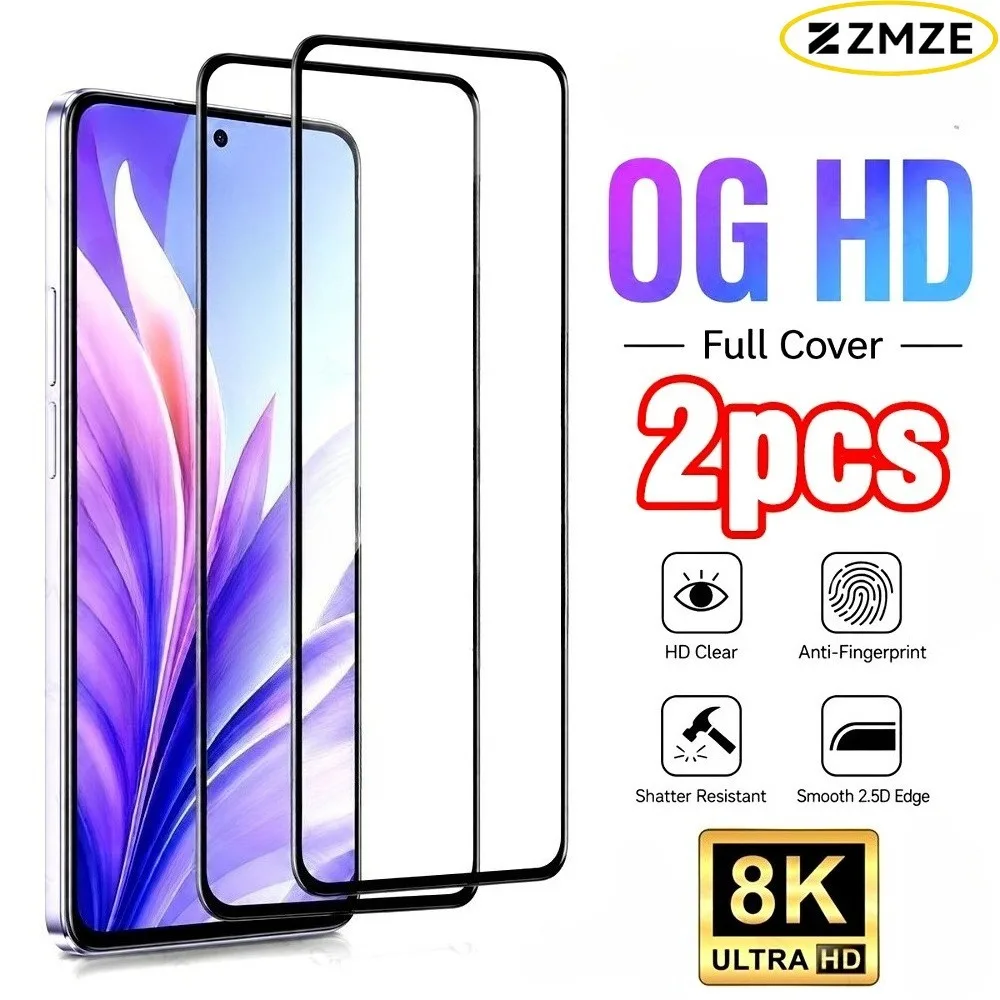 

2Pcs Full Cover Tempered Glass for Samsung Galaxy A57 A56 A55 A37 A36 A35 Screen Protector for Samsung A06 A07 A15 A16 A17 A26