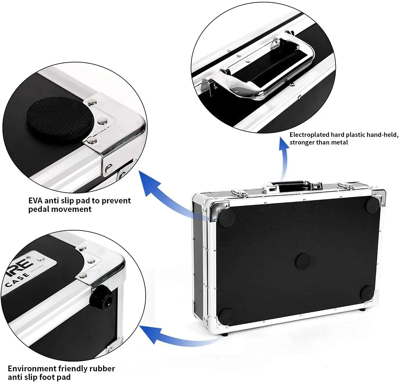 Ghost Fire 27.5x11.6x4.2in Aluminium Flight Case Guitar Multi Effect Pedal Board Case for Guitar Effect Pedals