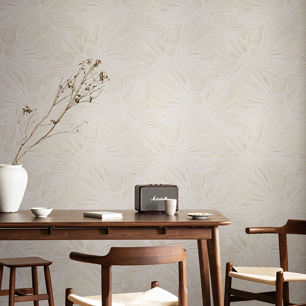 

Non-woven Pastoral Style Leaves Wall Paper Covering Roll Tropical Plant Leaf Bedroom Wallpaper Living Room Study Papel De Parede