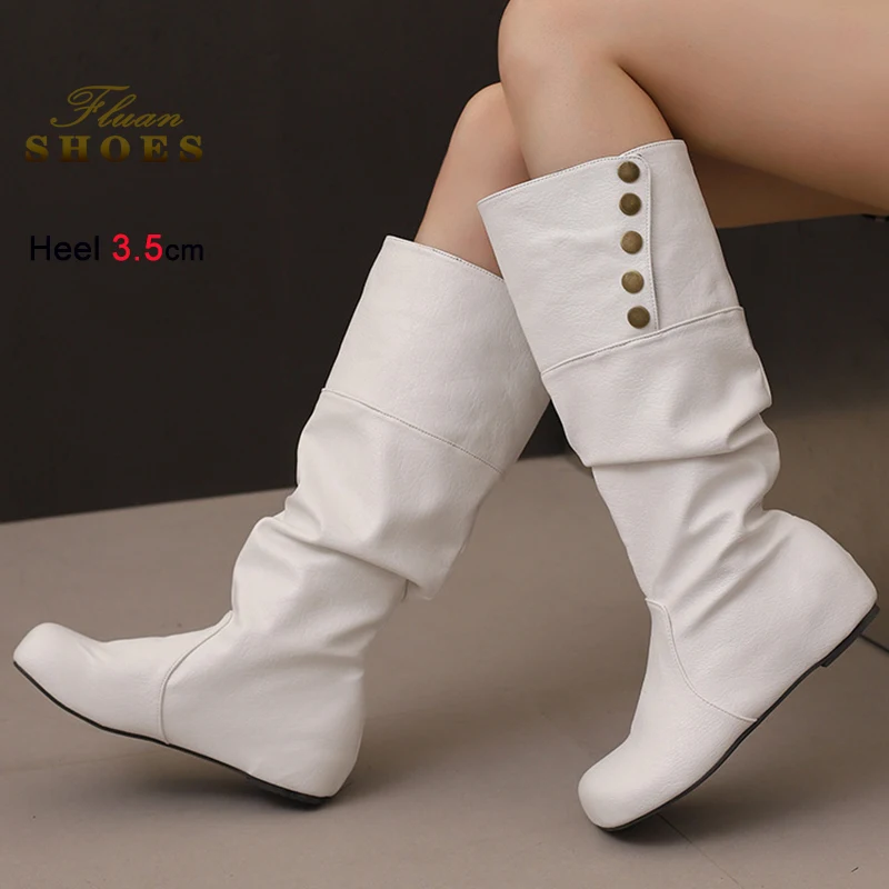 المسامير السوداء المرأة حذاء برقبة للركبة جولة تو أثار داخليا أسافين الكعوب 3.5 سنتيمتر تحول أكثر من حافة فارس الأحذية أحذية رعاة البقر