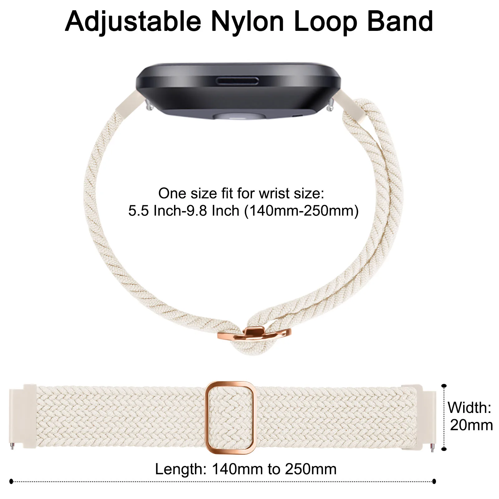 Elastic Braided Loop Strap For Fitbit Versa 1/Versa 2/Versa Lite Band Nylon Watchband For Fitbit Versa 2/Versa SE Strap Bracelet