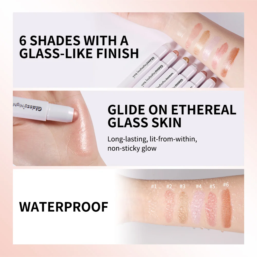 Glazige Highlighter Balm Verheldert de teint Diepe hydratatie Langdurige werking Highlighting Cream Oog Wang Lip Lichaam Glanspen