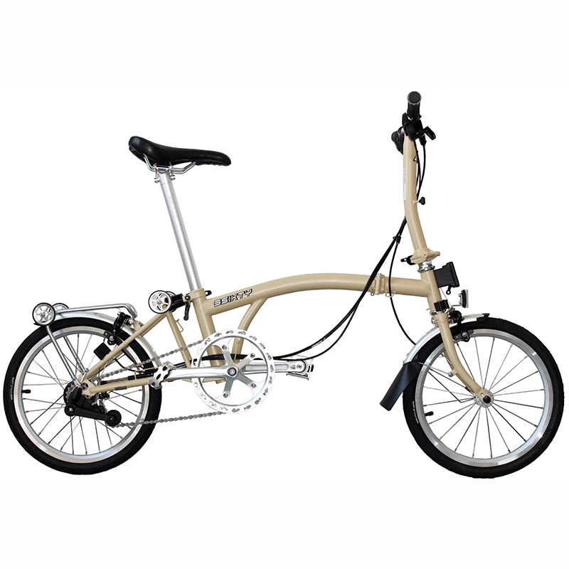 Folding Bike 16 Inch Internal 6 Speeds Steel Frame Mini Folding Bicycle TRI-folding Bike Post Green /Navy Blue