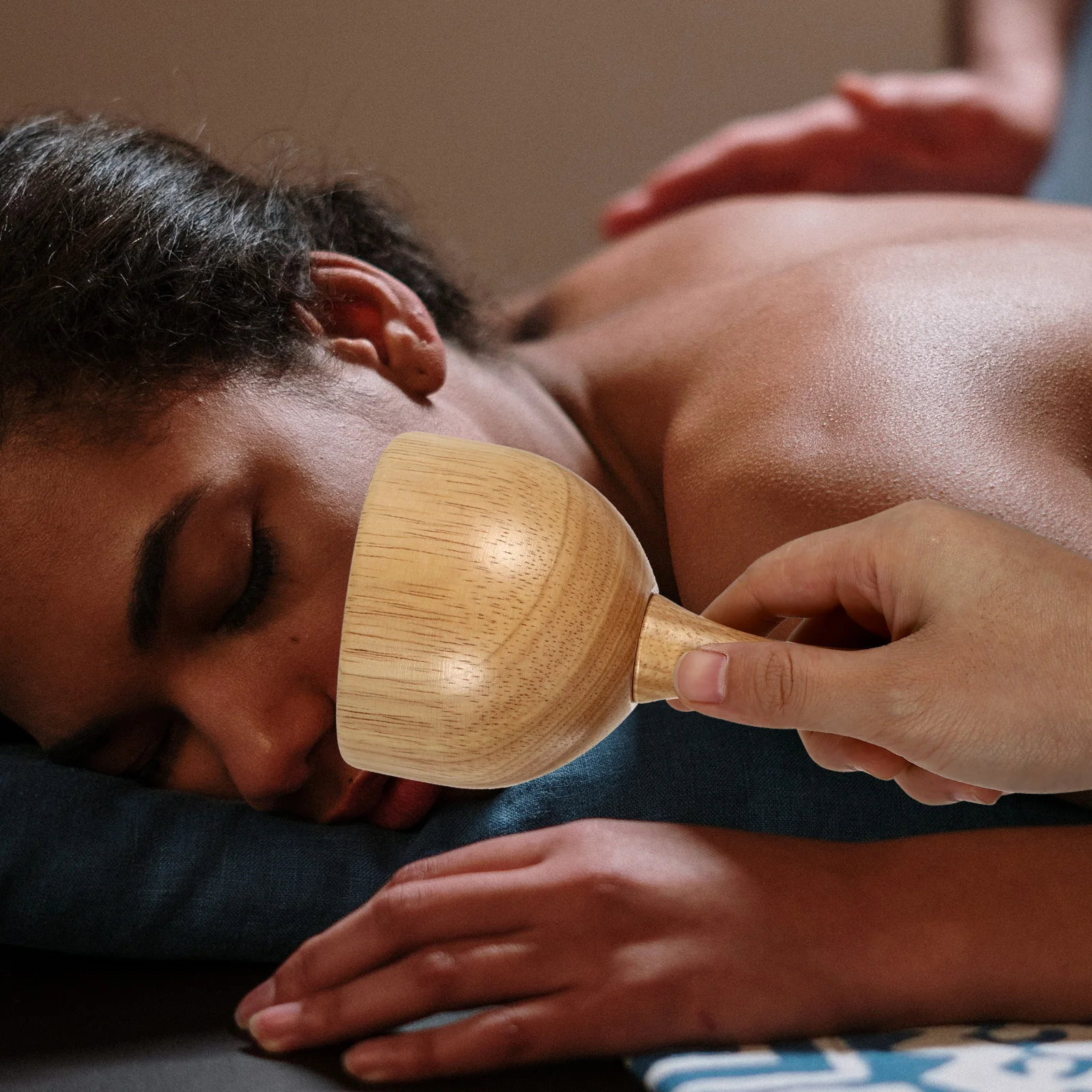 1pc Cupping Therapy Device Wood Color Portable Massage Tool Ergonomic Non-Slip Grip For Body Care Lymph Scraping Supply Gua Sha