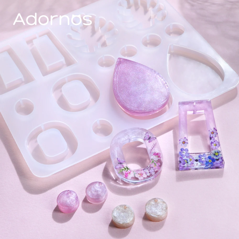 Moldes de silicona epoxi con forma de hoja para oreja, gota de agua, molde de resina trapezoidal elíptico, pendiente artesanal, colgante, accesorios para hacer joyas