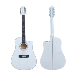 Aiersi-Electric Acoustic Guitar with Pickup, 41 Inch, White Color, Basswood Body, 12 Strings Musical Instrument