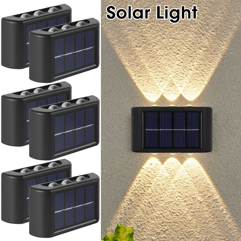 

12 LED Solar Light Waterproof Outdoor Wall Mounted Lamps Stair Fence Yard Garden Decoration Sunlight Up and Down Luminous Lights