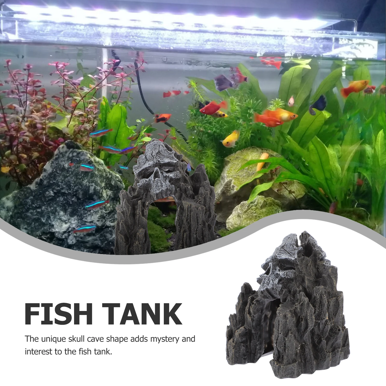 

Resin Skull Cave Decoration Fish Tank nament Aquarium Shelter Tank Hideout for Turtle Reptile Enclosures Landscaping Stone