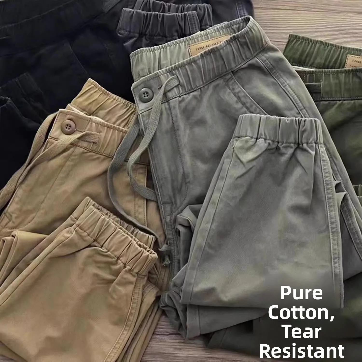 

Мужские свободные хлопковые рабочие брюки, весенне-осенние повседневные брюки в стиле ретро, износостойкие длинные брюки с защитой от жары и сварки для работы