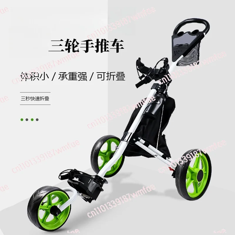 Foldable 3 Wheel Golf Push Cart, Portable Detachable Aluminum Alloy Golf Trolley, Lightweight Golf Bag Carrier for Golfers