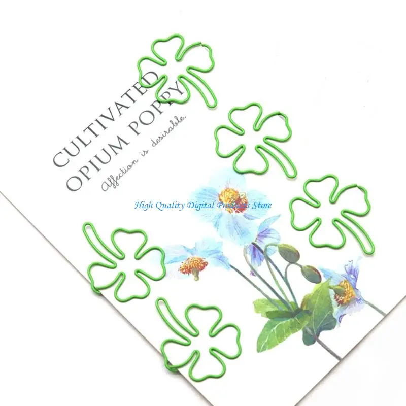 u2je-100-pcs-decorative-paper-clips-creative-bookmarks-four-clovers-paper-clip