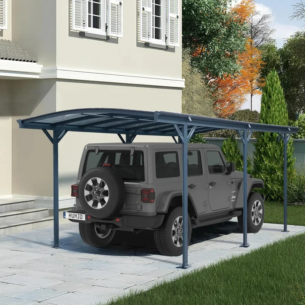 

10 X 19 Ft Heavy Duty Metal, Multi-Use Shelter with Aluminum Arch-Roof with Polycarbonate Panel for Cars, Boats & Shade