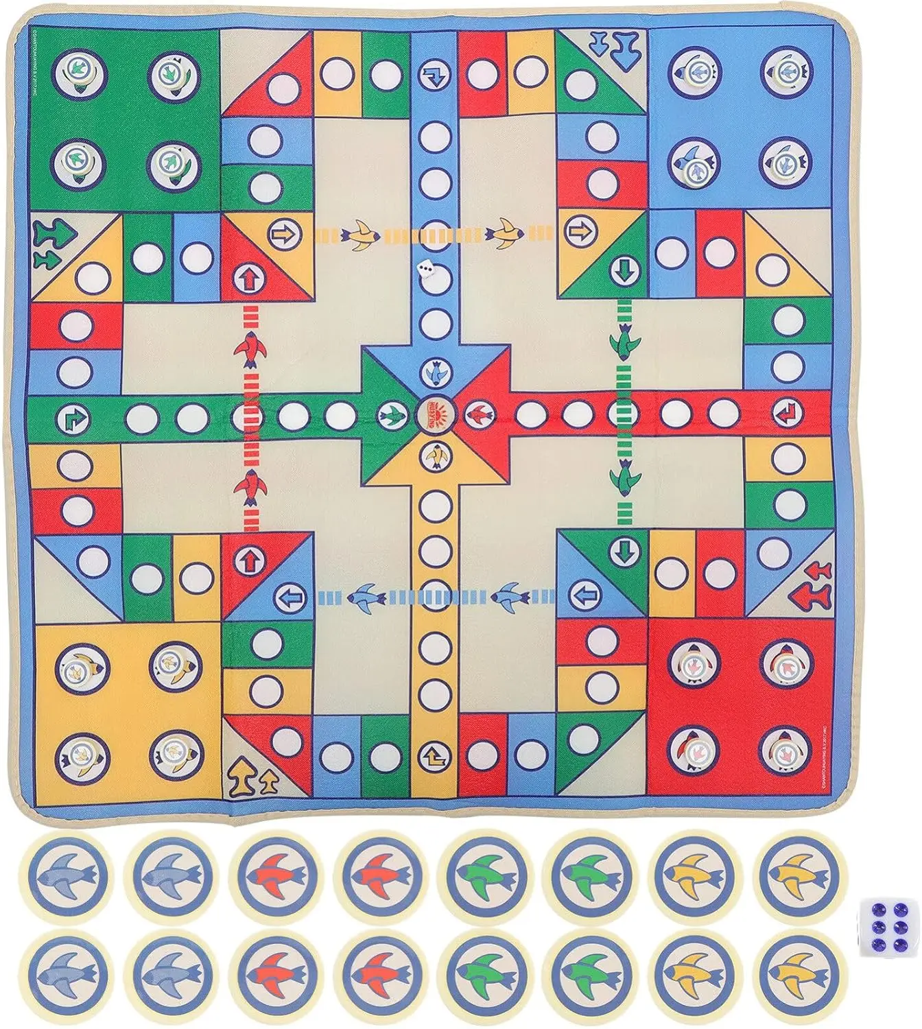 

Flying Chess Playmat with Plastic Chesses for Kids - Educational Game Carpet Set