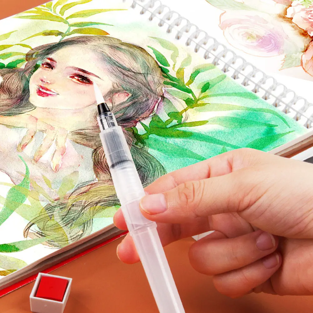 

6Pcs Water Storage Pens for Solid Colors and Powdered Pigment with No Mess Design Water Brush Pens Art Painting Supplies