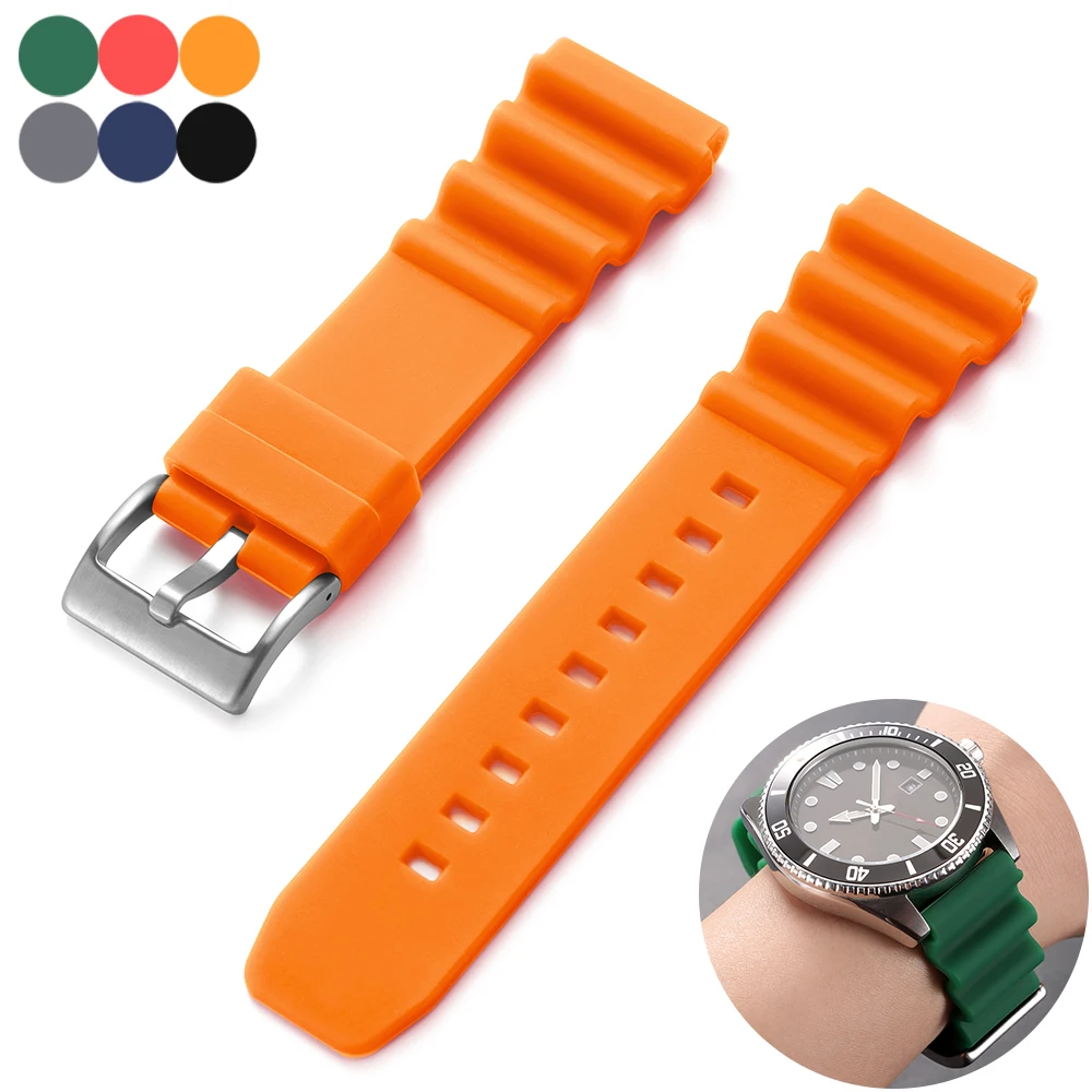 Bracelet de montre en silicone 20 mm 22 mm pour Seiko Sport, étanche, plongée, homme, bracelet de remplacement en caoutchouc souple pour Water Ghost