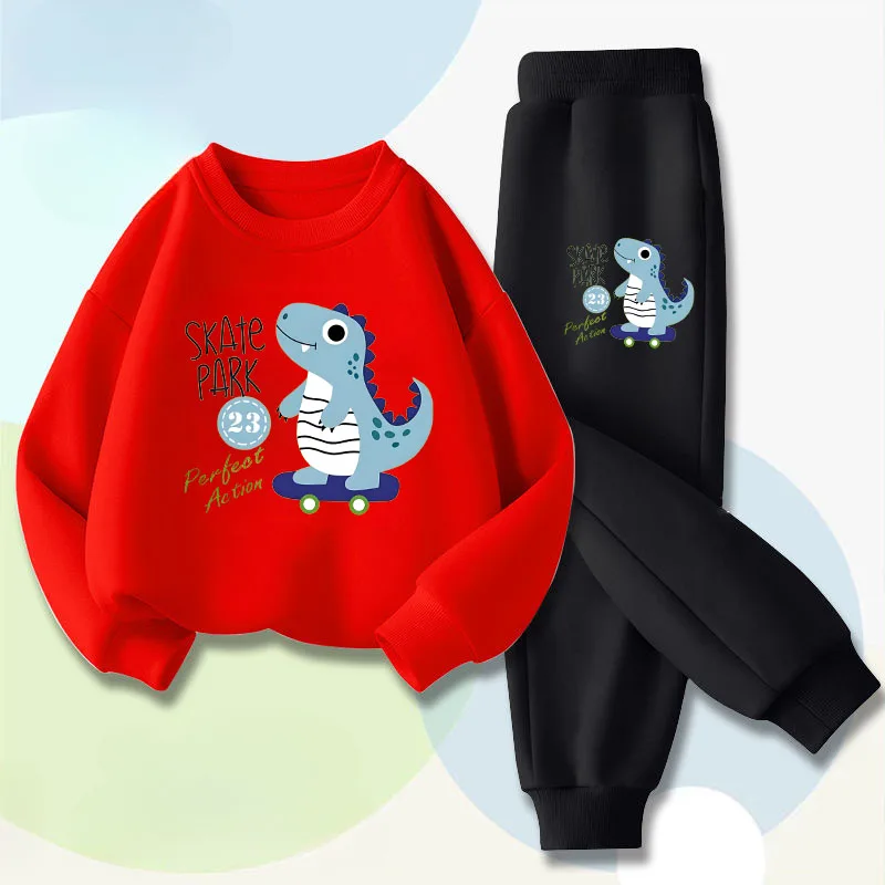 ربيع جديد ديناصور مطبوعة الأطفال بلوزة كاجوال السراويل الطويلة قطعتين مجموعة ، رياضي وعصري تنفس الأولاد الملابس #5