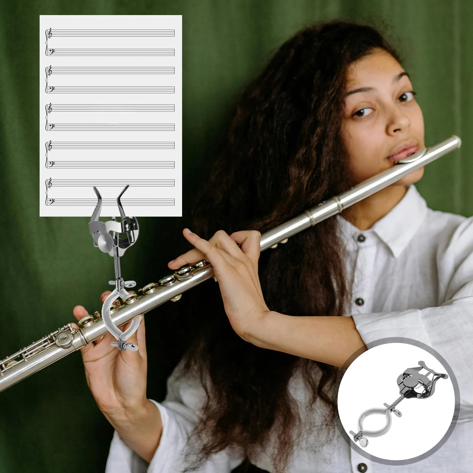 

Alloy Clarinet Marching Lyre Portable Clip Music Sheet Holder Adjustable Angle Music Clamp for Marching Band Practice and