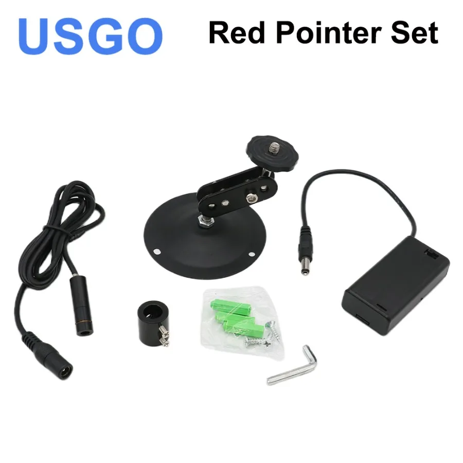 USGO Red Laser Locator Red Dot Beam Marking Focusable Laser Diode Module +Battery Case+mount For marking machine