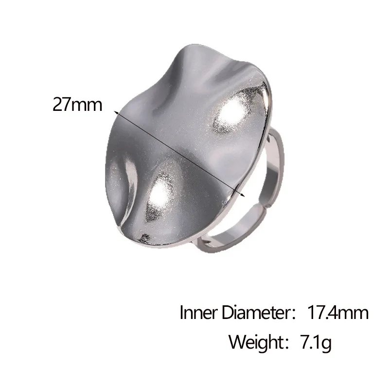 Gold Colour Wrinkled Surface Ring Woman Banquet Jewelry Vintage Stainless Steel Open Ring Prom Accessories Gift Wholesale