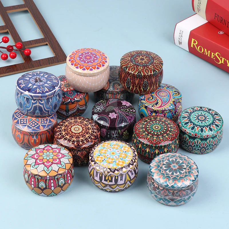 Vintage Candle Tin Can Candy Cookie Storage Box Dry Spice Storage Jar Suitable DIY Candle Cosmetic Ointment Making Christmas