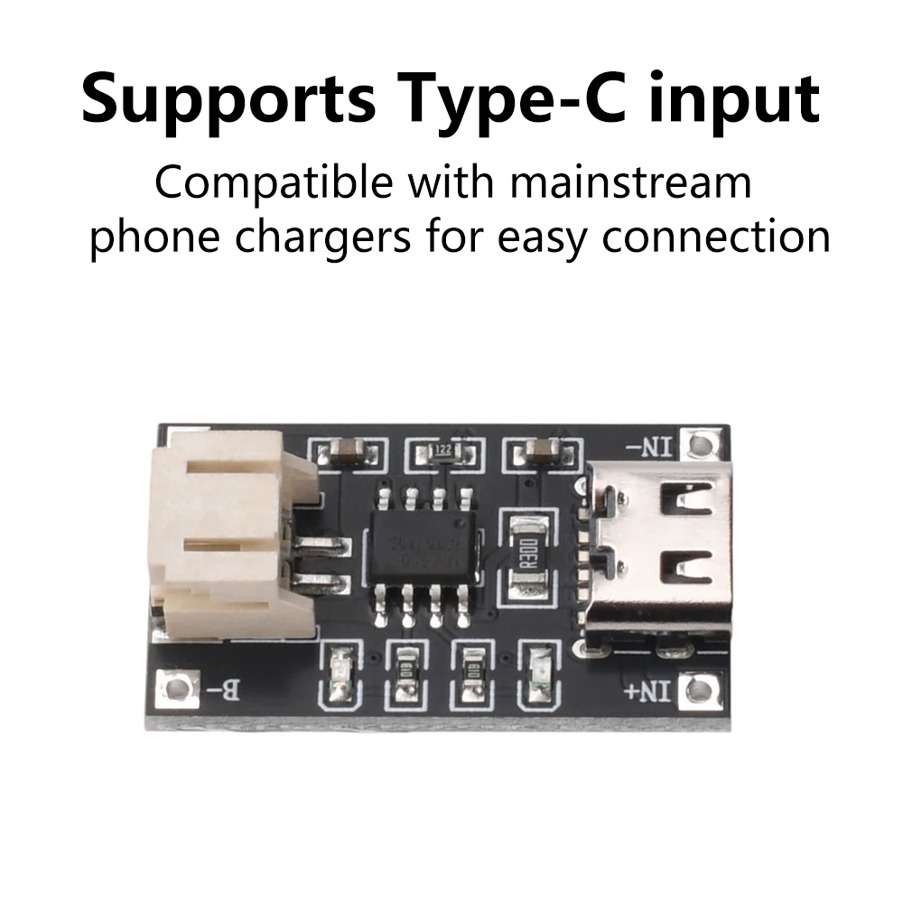 2PCS TP4056 3.7V Lithium Battery Charging Module 1A USB Type-C Port PH2.0 Terminal Overcurrent Protection Board