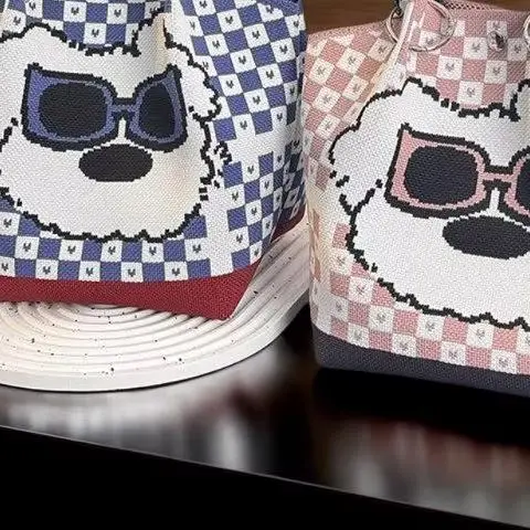 

Large Capaci Knitted Handbag Casual Portable Lunchbox Bag Single Oulder Bag Versatile Daily Handheld Bag