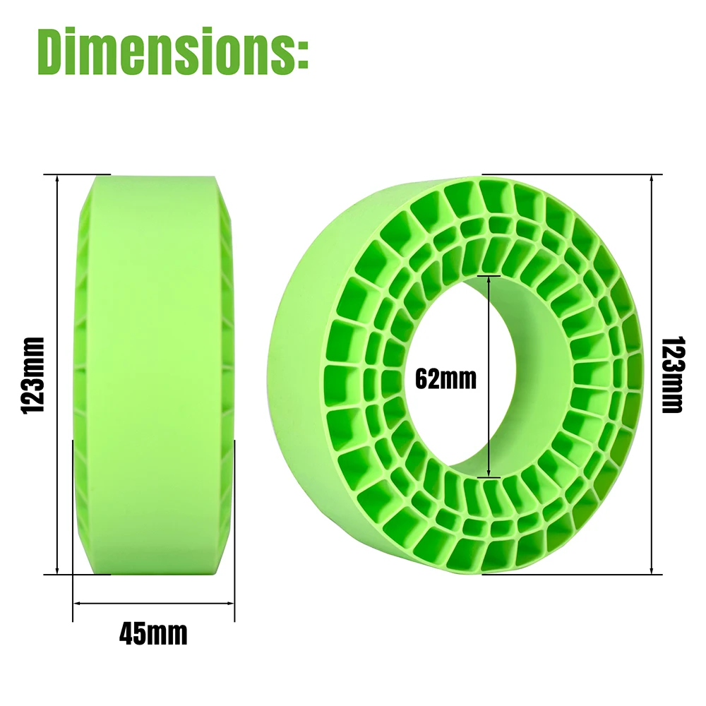 9IMOD 4pcs Silicone Rubber Inserts 2.2" Tires Super Soft Wheel Tires 123*45MM For 1/7 1/8 1/10 Remote Control Climbing Car